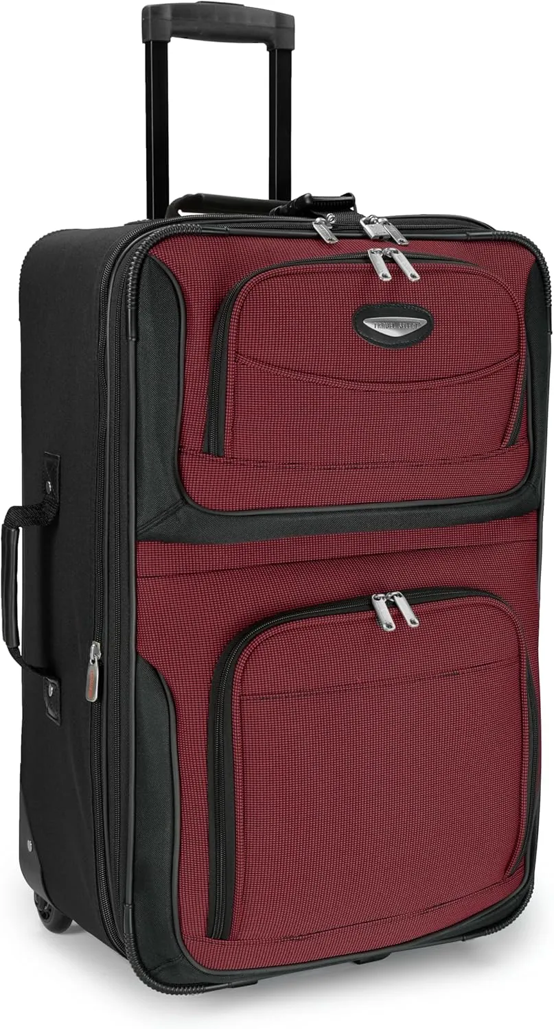 Travel Select Amsterdam Expandable Rolling Softside Luggage, Burgundy, Checked-Medium 25-Inch