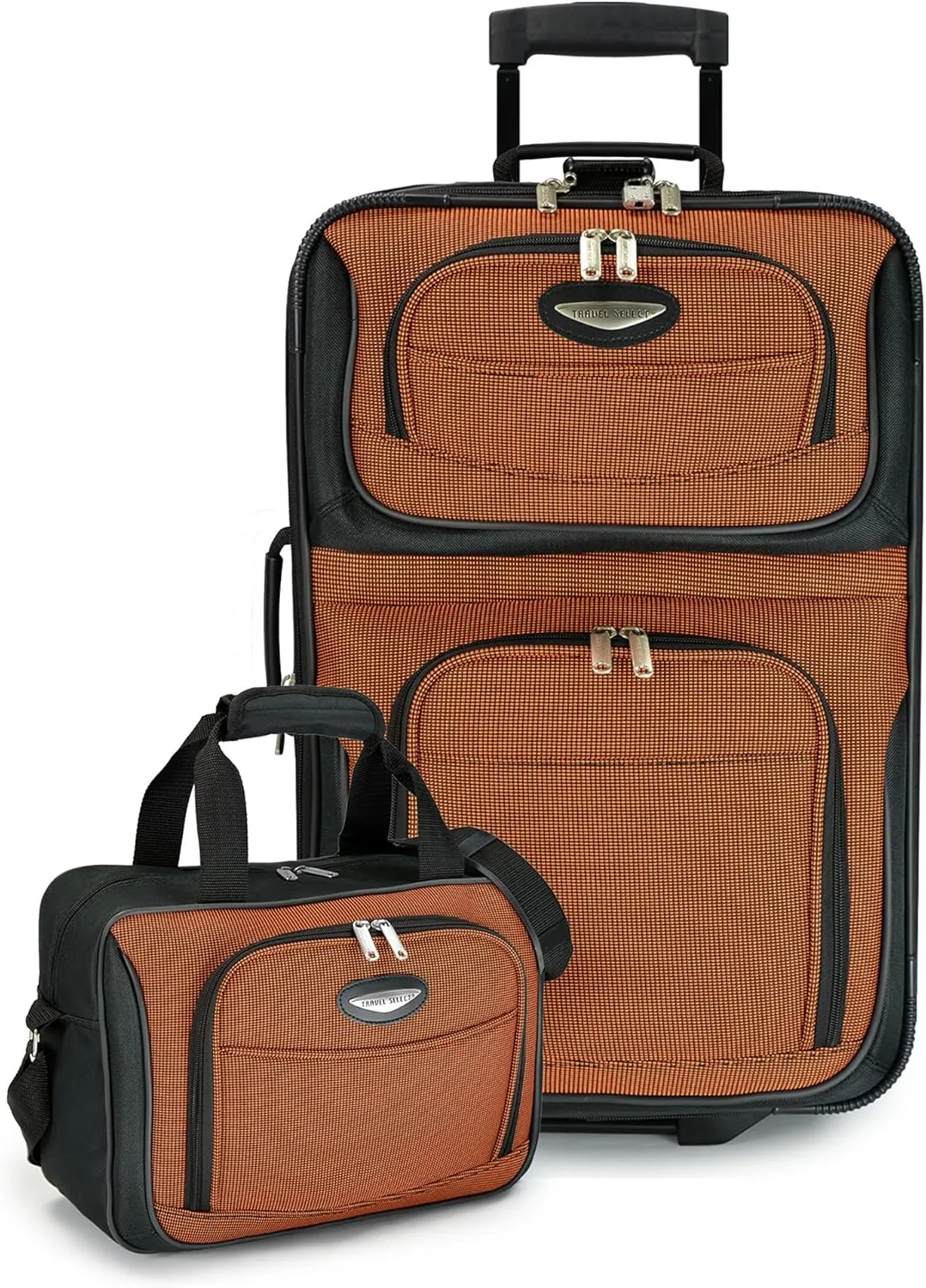 Travel Select Amsterdam Expandable Rolling Upright Luggage, Orange, 2-Piece Set