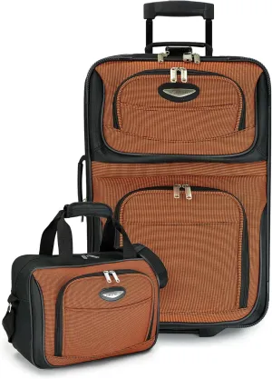 Travel Select Amsterdam Expandable Rolling Upright Luggage, Orange, 2-Piece Set