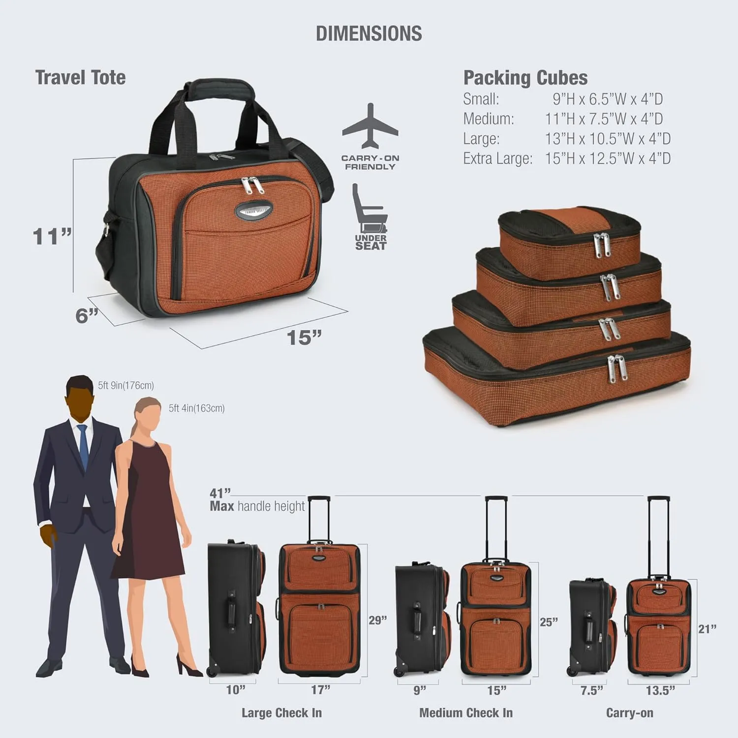 Travel Select Amsterdam Expandable Rolling Upright Luggage, Orange, 2-Piece Set