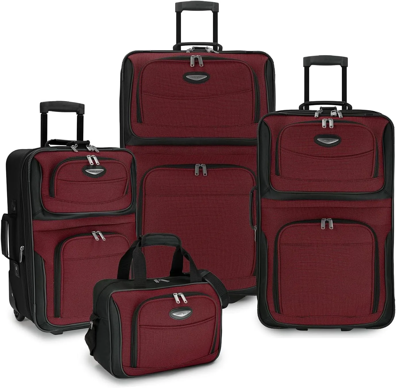 Travel Select Amsterdam Expandable Rolling Upright Luggage, Red, 4-Piece Set