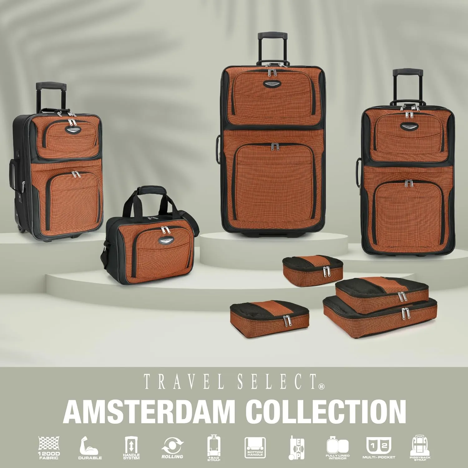 Travel Select Amsterdam Expandable Rolling Upright Luggage, Red, 4-Piece Set