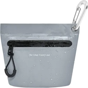 Travel Soap Container Bag with Waterproof Zipper and Carabiner Clip Waterproof and Leak Proof Soap Bar Travel Case Camping and Outdoor Sports Accessories (Gray)