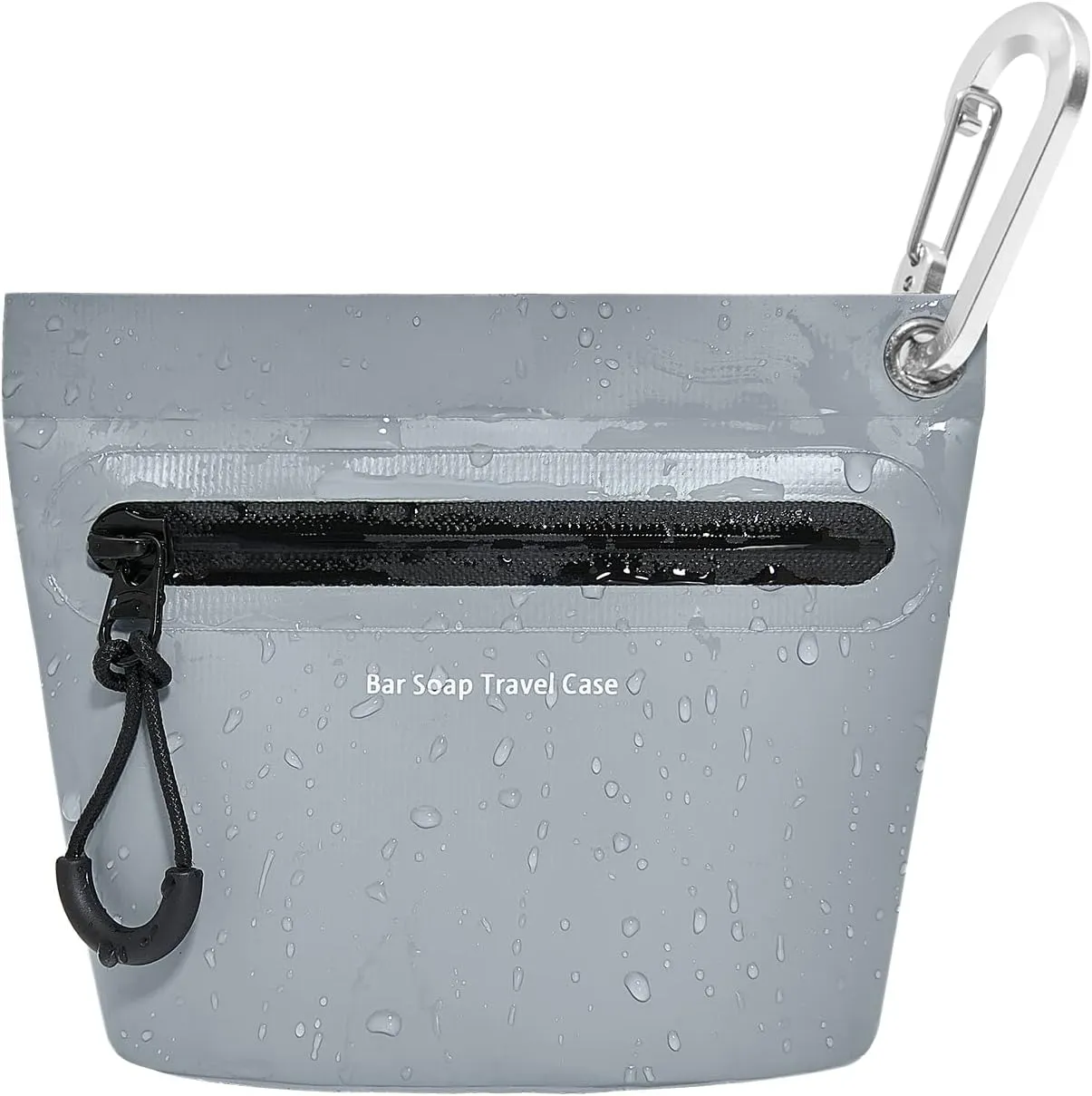 Travel Soap Container Bag with Waterproof Zipper and Carabiner Clip Waterproof and Leak Proof Soap Bar Travel Case Camping and Outdoor Sports Accessories (Gray)