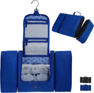 Travel Toiletry Bag for Women and Men - Hanging Cosmetic Travel Bag w/ 3 Detachable Organizer, Durable Hygiene Bag, Hanging Toiletry Bag Men or Makeup Case for Skincare - Royal Blue