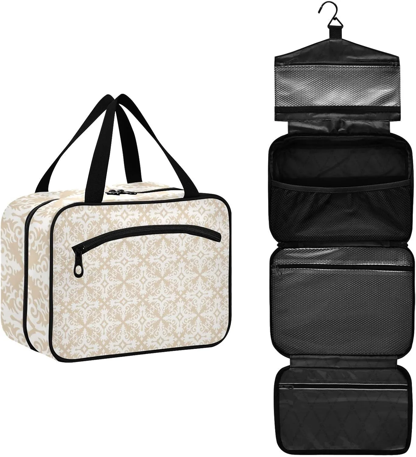 Travel Toiletry Bag Hanging Cosmetic Bag Compact Toiletry Bag with Large Capacity for Women Medium Beige