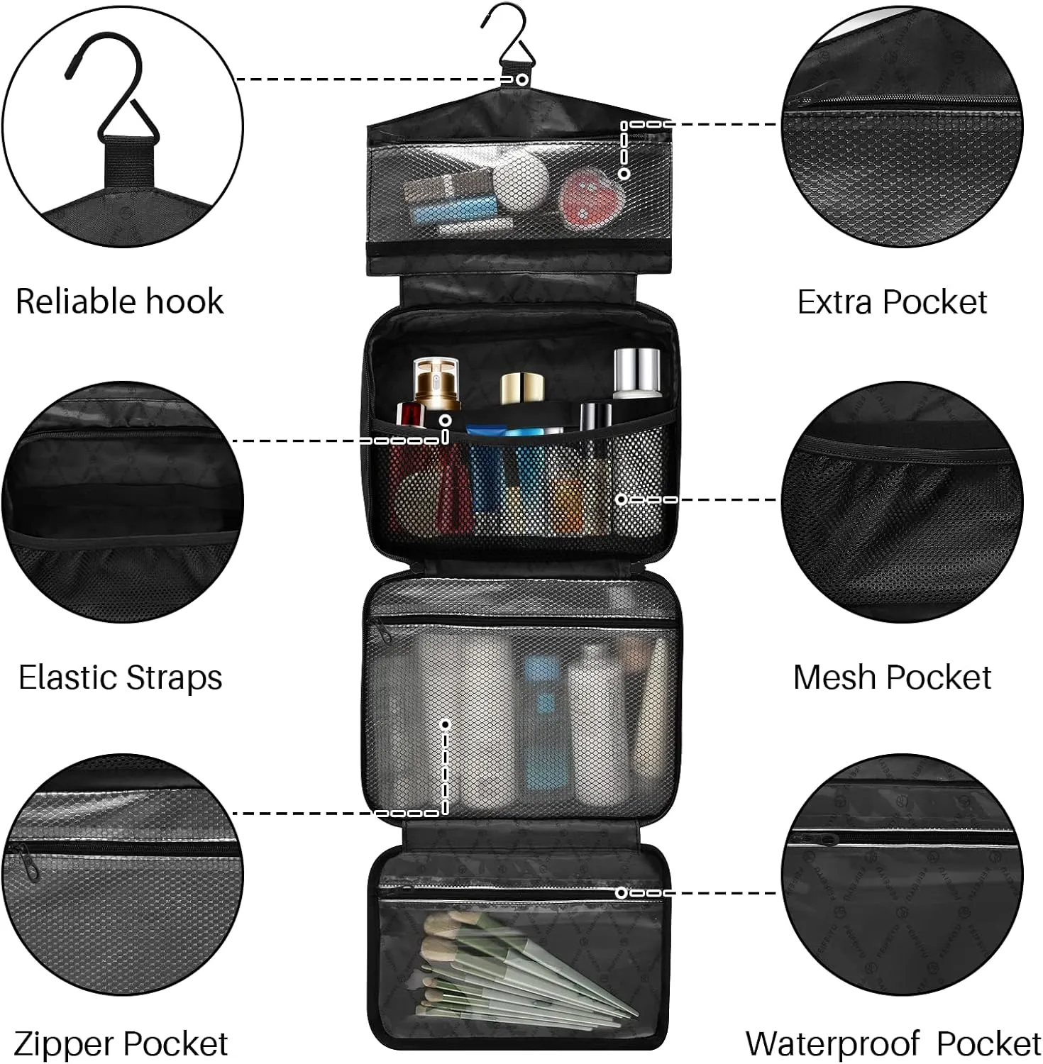 Travel Toiletry Bag Hanging Cosmetic Bag Compact Toiletry Bag with Large Capacity for Women Medium Beige
