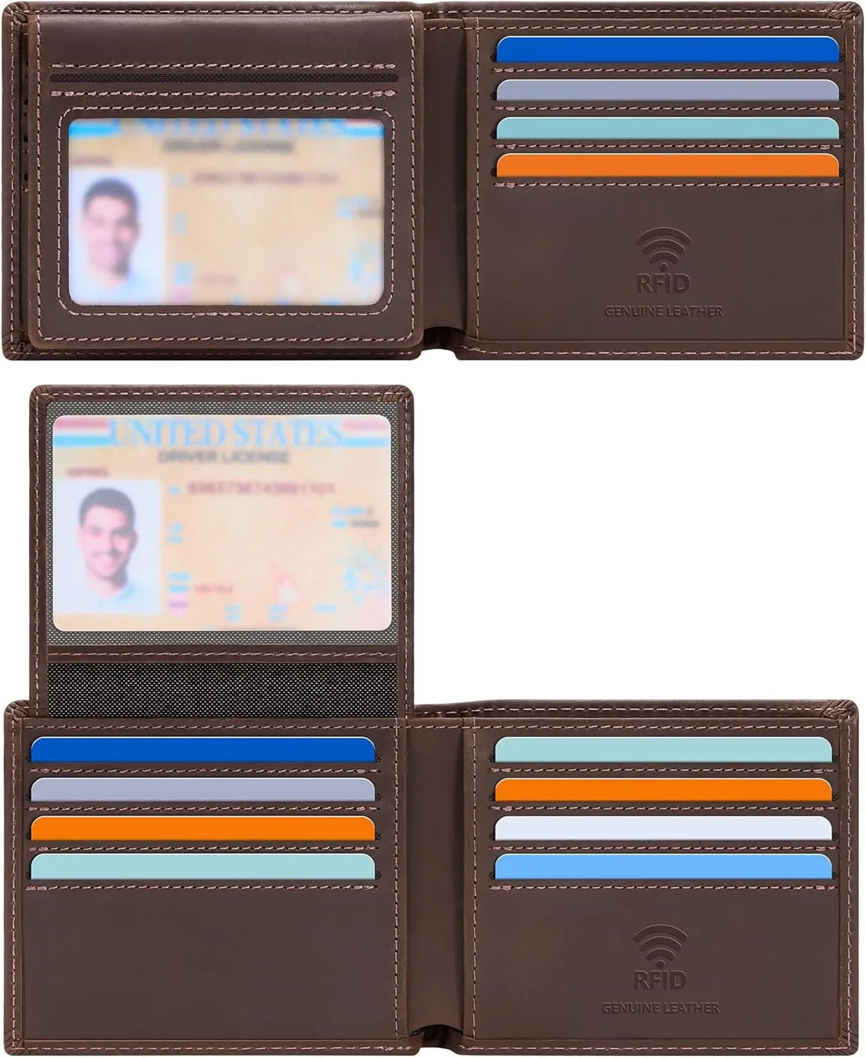 Travelambo 100% Genuine Leather Wallet for Men Accessories with Gift Box - Handmade Bifold Stylish - Rfid Wallet for Men with 2 ID Windows