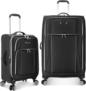 Traveler's Choice Lares Softside Expandable Luggage with Spinner Wheels, Black, 2 Piece Luggage Set