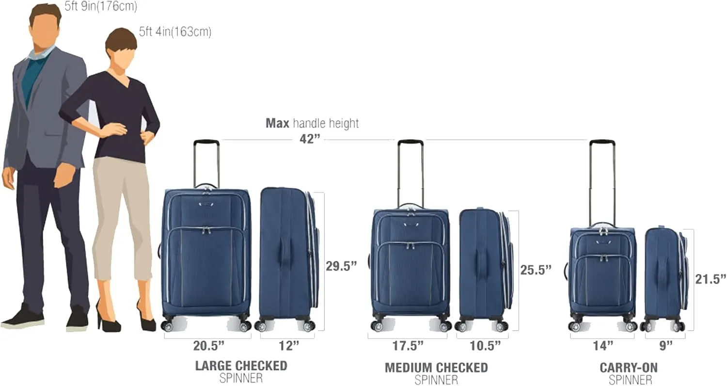 Traveler's Choice Lares Softside Expandable Luggage with Spinner Wheels, Black, Checked 30-Inch