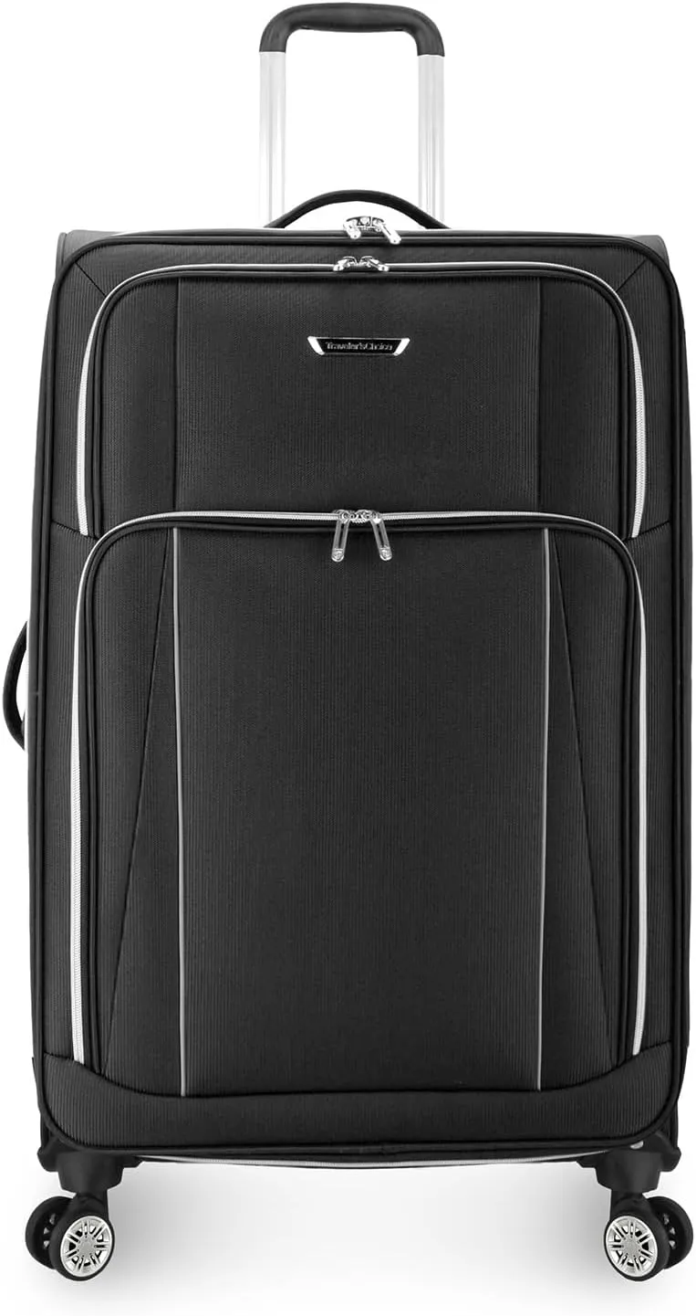 Traveler's Choice Lares Softside Expandable Luggage with Spinner Wheels, Black, Checked 30-Inch