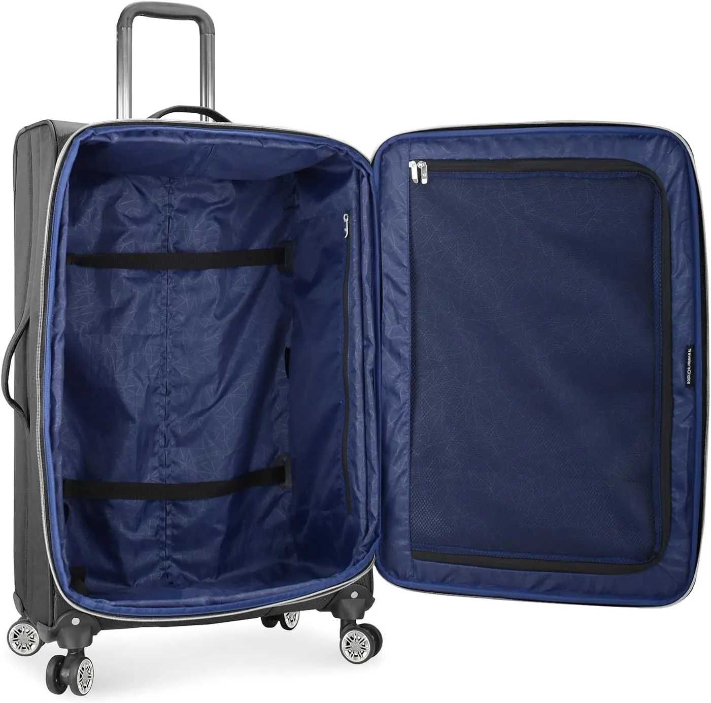 Traveler's Choice Lares Softside Expandable Luggage with Spinner Wheels, Black, Checked 30-Inch