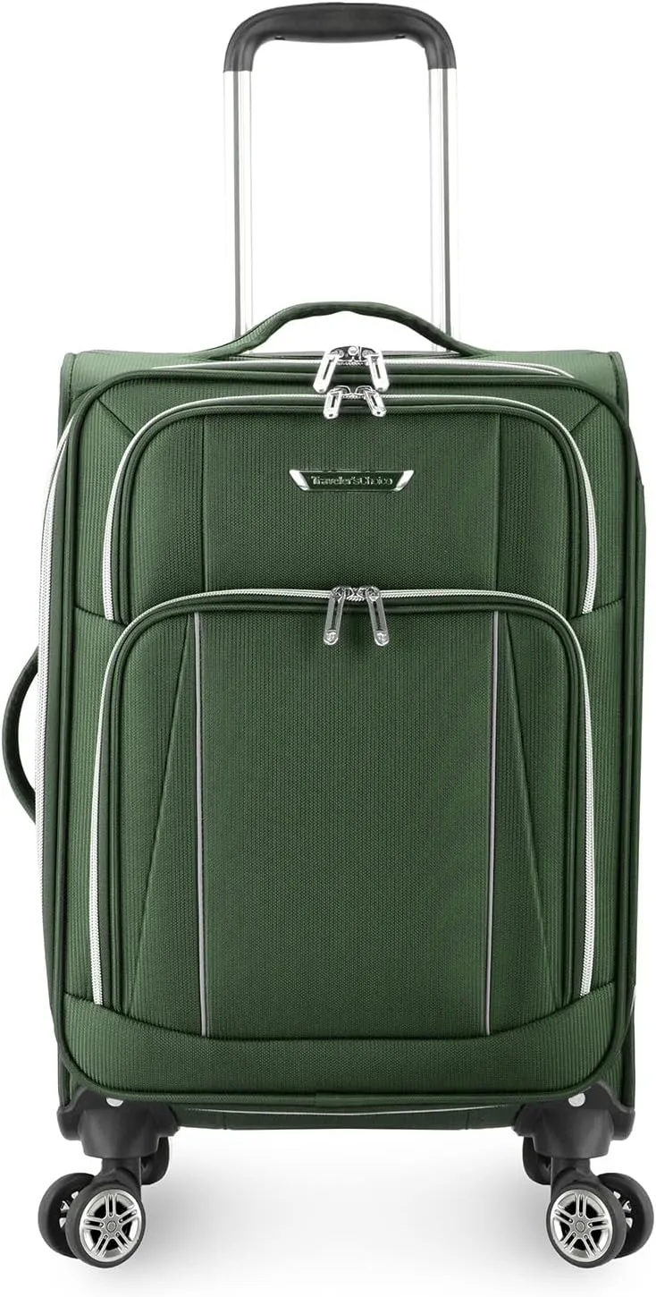 Traveler's Choice Lares Softside Expandable Luggage with Spinner Wheels, Green, TC08118E22 Carry-On 22-Inch