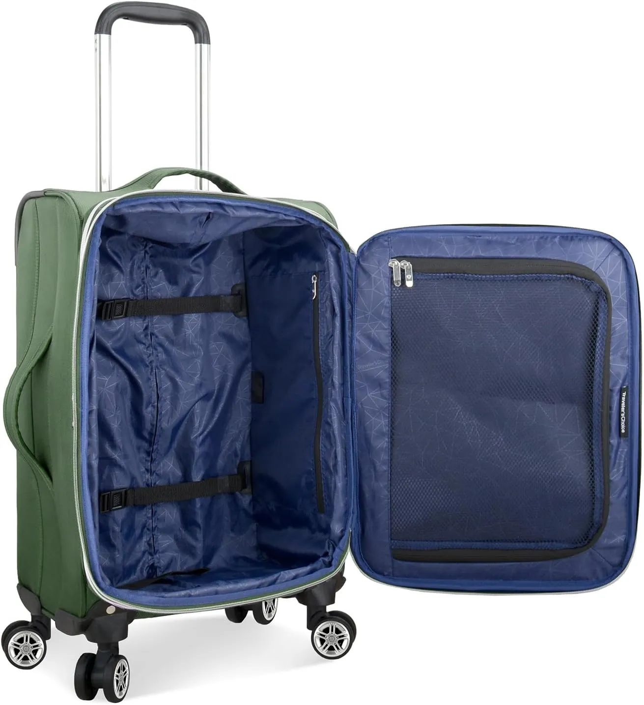 Traveler's Choice Lares Softside Expandable Luggage with Spinner Wheels, Green, TC08118E22 Carry-On 22-Inch