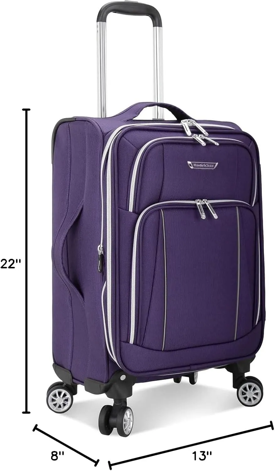 Traveler's Choice Lares Softside Expandable Luggage with Spinner Wheels, Purple, Carry-On 22-Inch