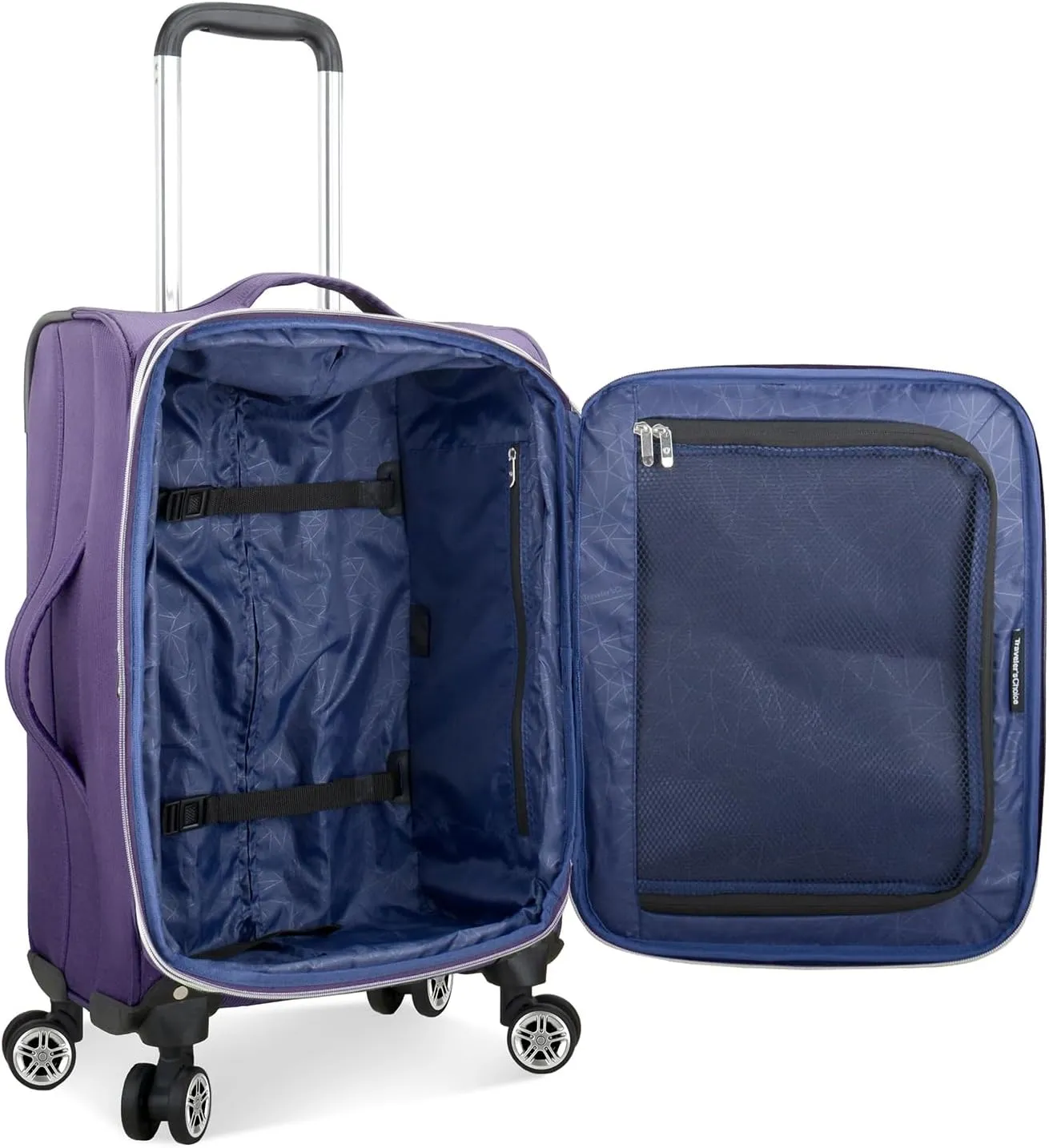 Traveler's Choice Lares Softside Expandable Luggage with Spinner Wheels, Purple, Carry-On 22-Inch