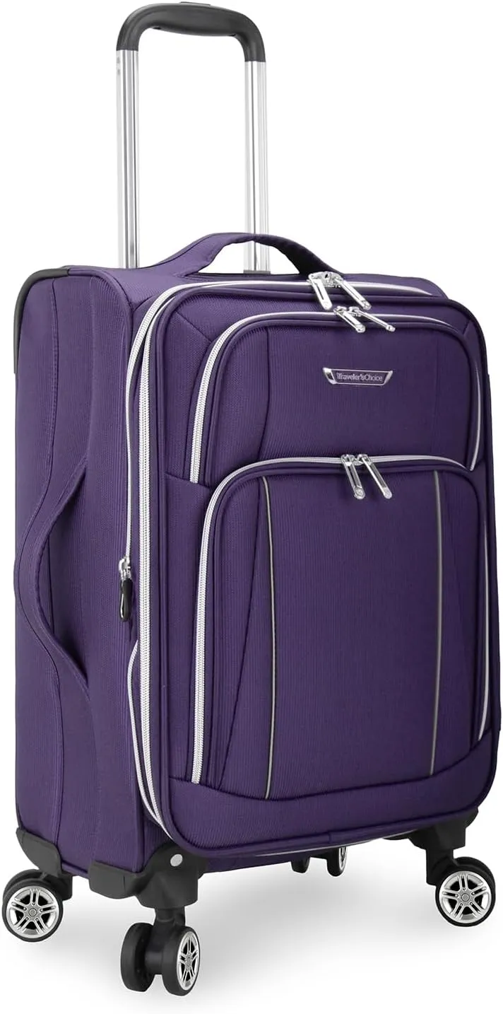 Traveler's Choice Lares Softside Expandable Luggage with Spinner Wheels, Purple, Carry-On 22-Inch