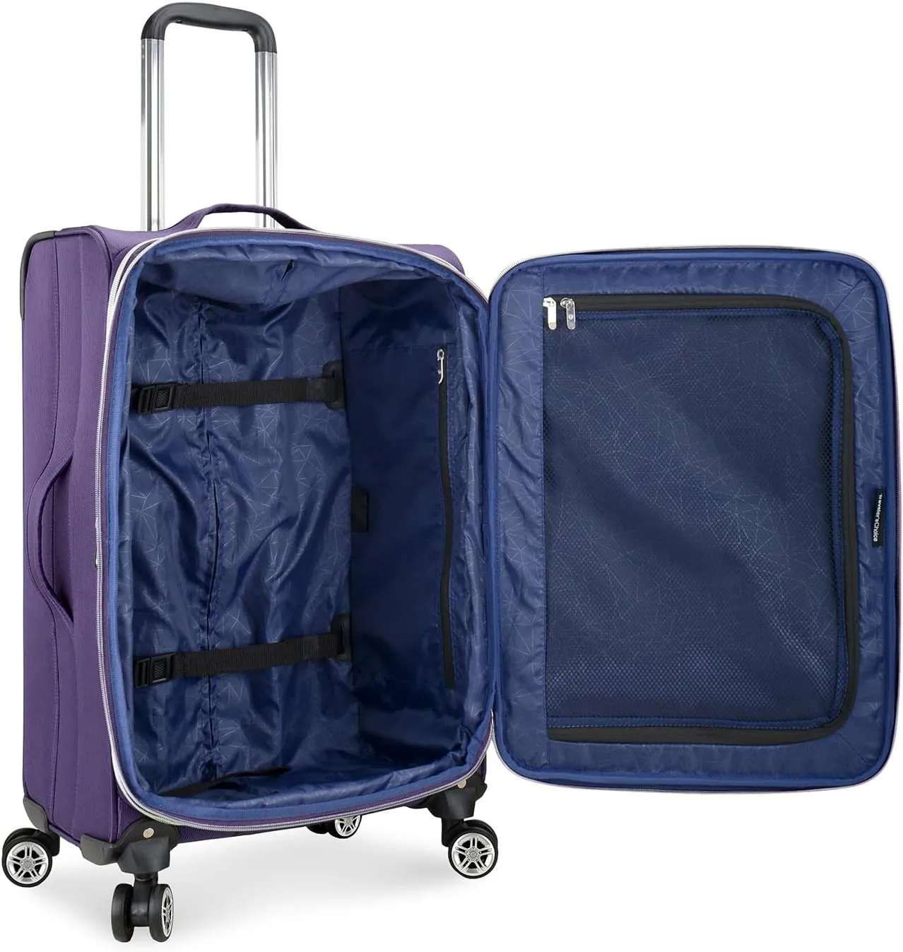 Traveler's Choice Lares Softside Expandable Luggage with Spinner Wheels, Purple, Checked 26-Inch