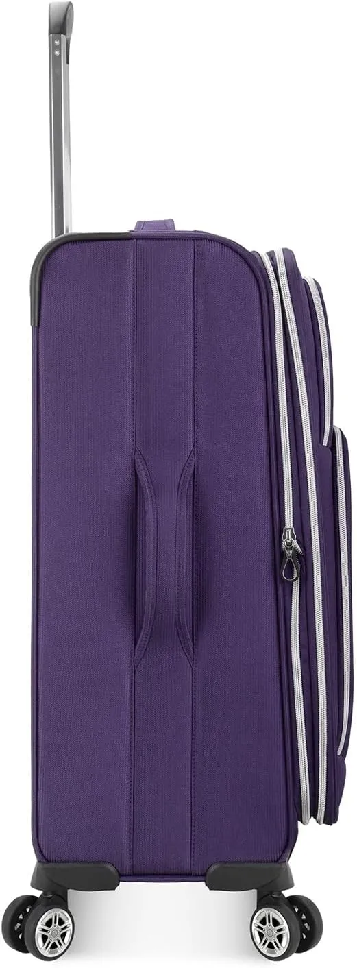 Traveler's Choice Lares Softside Expandable Luggage with Spinner Wheels, Purple, Checked 26-Inch