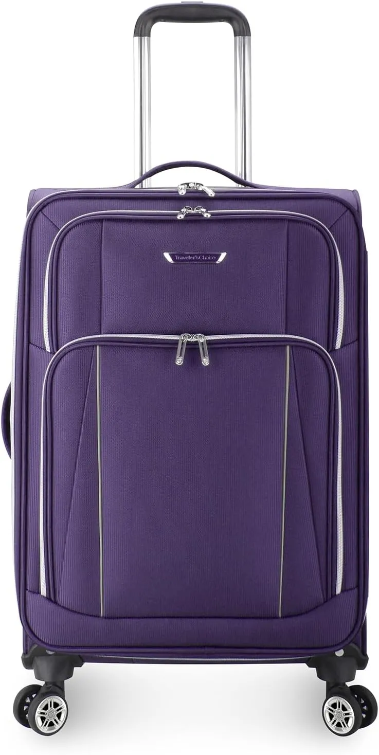 Traveler's Choice Lares Softside Expandable Luggage with Spinner Wheels, Purple, Checked 26-Inch