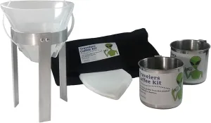 Travelers Coffee Kit (Pour Over Coffee Maker - Portable, Lightweight, Compact, Durable - For Camping, Backpackers, Also For Home and Hotel Coffee Alternative - includes HV Black Canvas Bag)