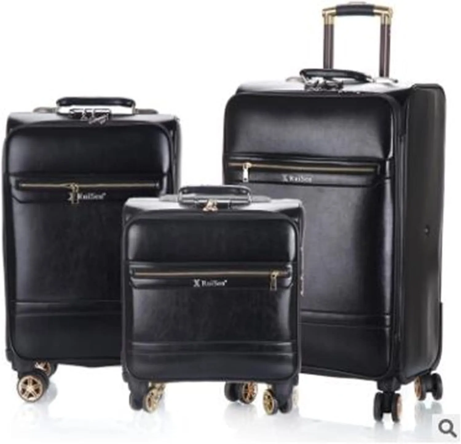 Travelling Luggage 18 Inch 20 Inch Men Suitcase Luggage 24 Trolley Suitcase PU Travel Rolling Baggage Bag On Wheels Travel Wheeled Suitcase Suitcase (Color : Black, Size : 18")