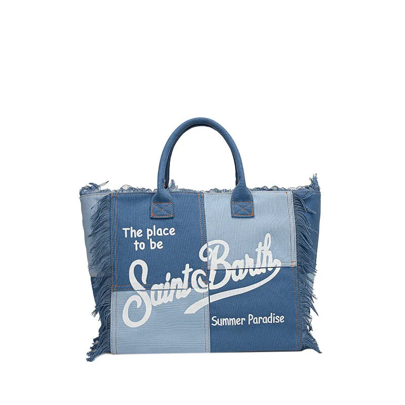Trendsetter's Choice: The Lettered Tassel Canvas Tote - Ultimate Large Capacity Bag