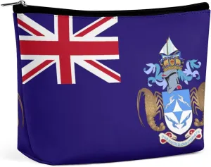 Tristan Da Cunha Flag Portable Makeup Bag Zipper Cosmetic Pouch Organizer for Women Girls