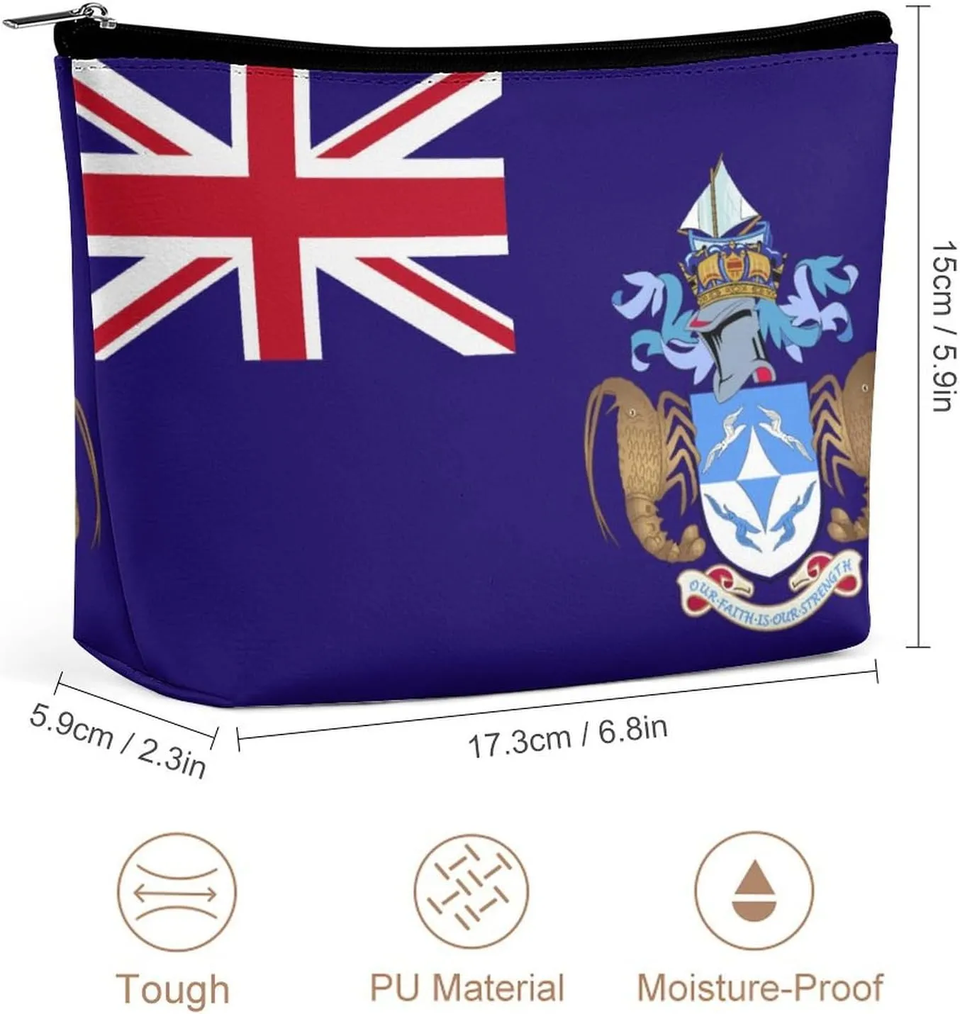 Tristan Da Cunha Flag Portable Makeup Bag Zipper Cosmetic Pouch Organizer for Women Girls