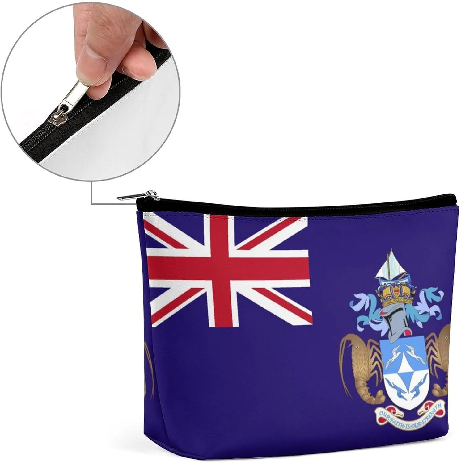 Tristan Da Cunha Flag Portable Makeup Bag Zipper Cosmetic Pouch Organizer for Women Girls