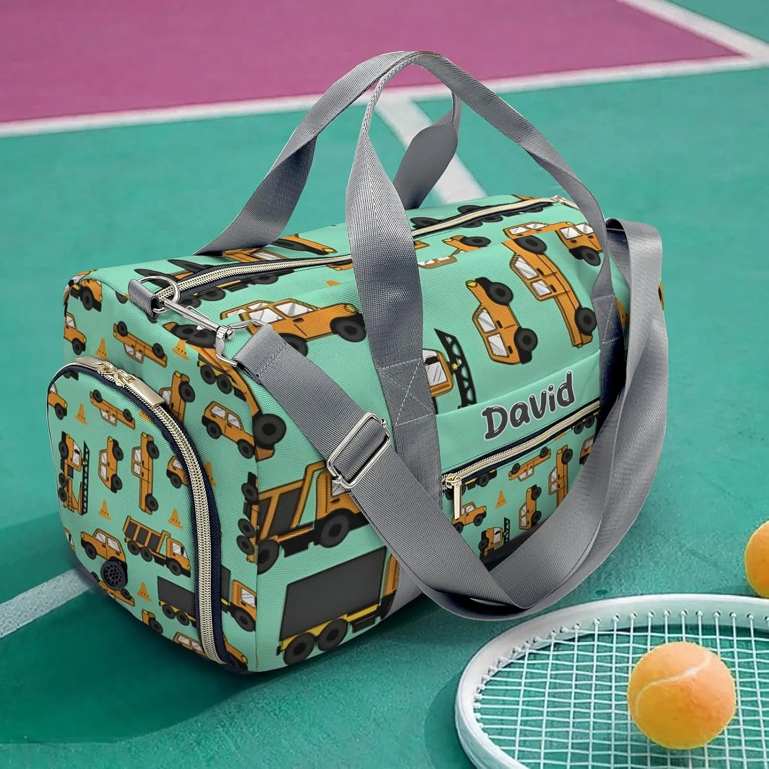 Truck Personalized Gym Dance Bag for Girls Boys,Custom Name Sport Duffel Bag Weekender Bags Carry On Travel Duffel Bag