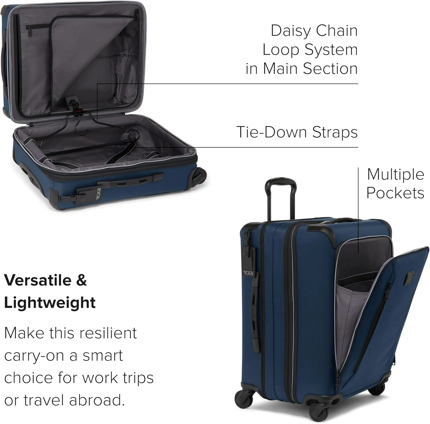 TUMI - Aerotour 4 Wheel Expandable Luggage - Men's and Women's Business and Leisure Travel Suitcase - 21.75" Continental Expandable Carry-On, Navy