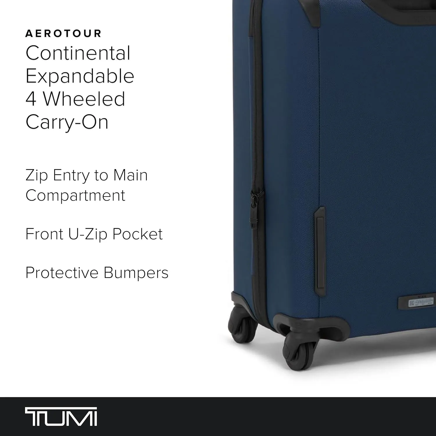 TUMI - Aerotour 4 Wheel Expandable Luggage - Men's and Women's Business and Leisure Travel Suitcase - 21.75" Continental Expandable Carry-On, Navy