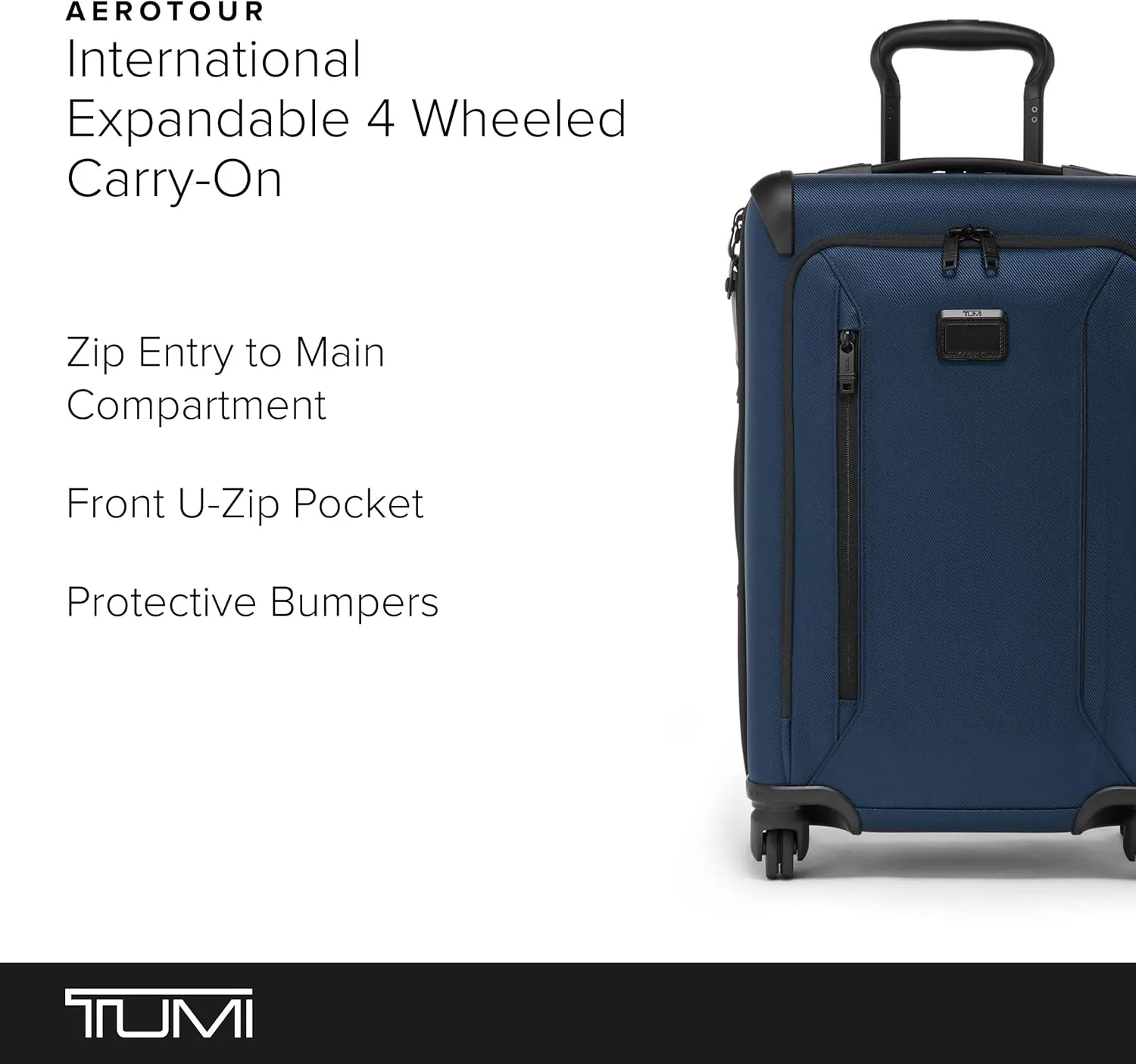 TUMI - Aerotour 4 Wheel Expandable Luggage - Men's and Women's Business and Leisure Travel Suitcase - 21.75" International Expandable Carry-On, Navy