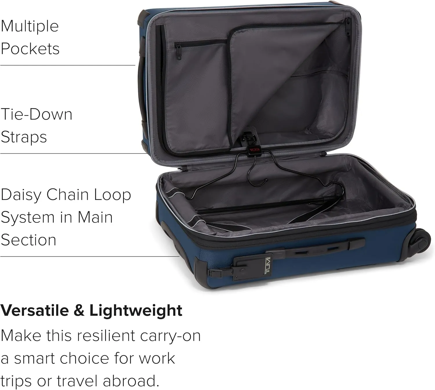 TUMI - Aerotour 4 Wheel Expandable Luggage - Men's and Women's Business and Leisure Travel Suitcase - 21.75" International Expandable Carry-On, Navy