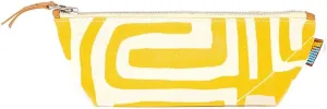 Ubuntu Life Kuba Pouch – Makeup & Toiletry Bag for Women Made with Natural Cotton Canvas, Stylish Cosmetic Bag with Kuba African Print (Mustard & Eggshell, Small)