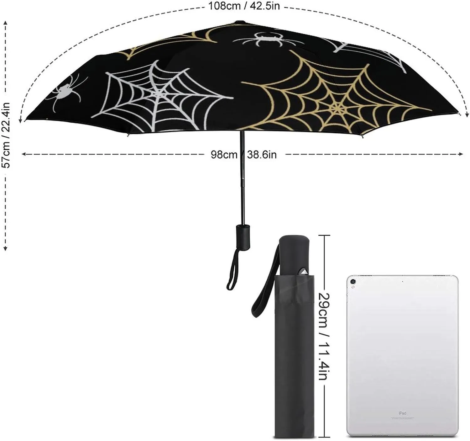 Umbrella Compact Folding Wooded Hunting Travel Umbrella Auto Open And Close for Windproof, Rainproof