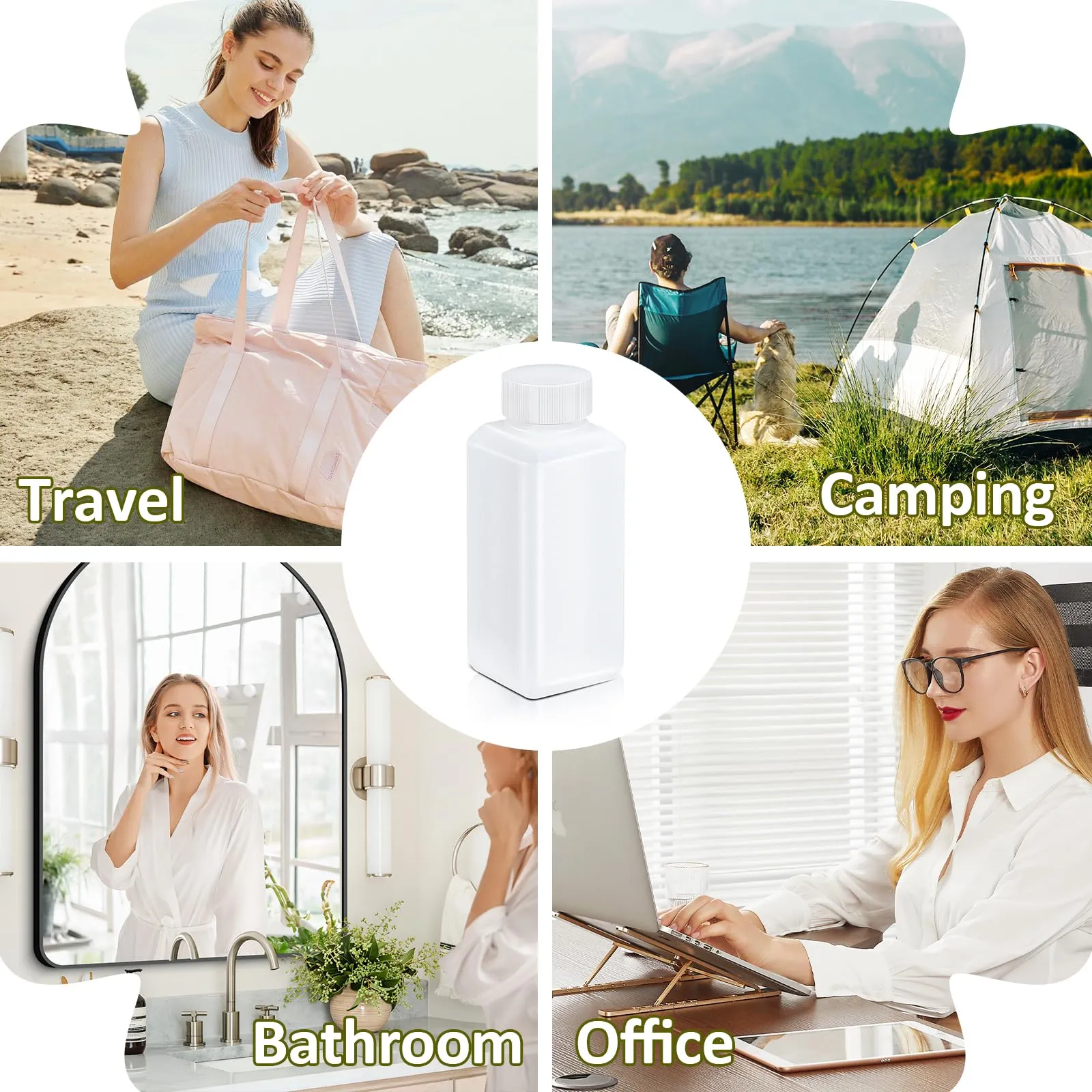 UMETASS 8oz/250ml Leak Proof Plastic Bottles with Caps for Liquids Sample, Reusable Small Bottles Containers for Travel, Camping and Hiking (White, 10 Pcs)