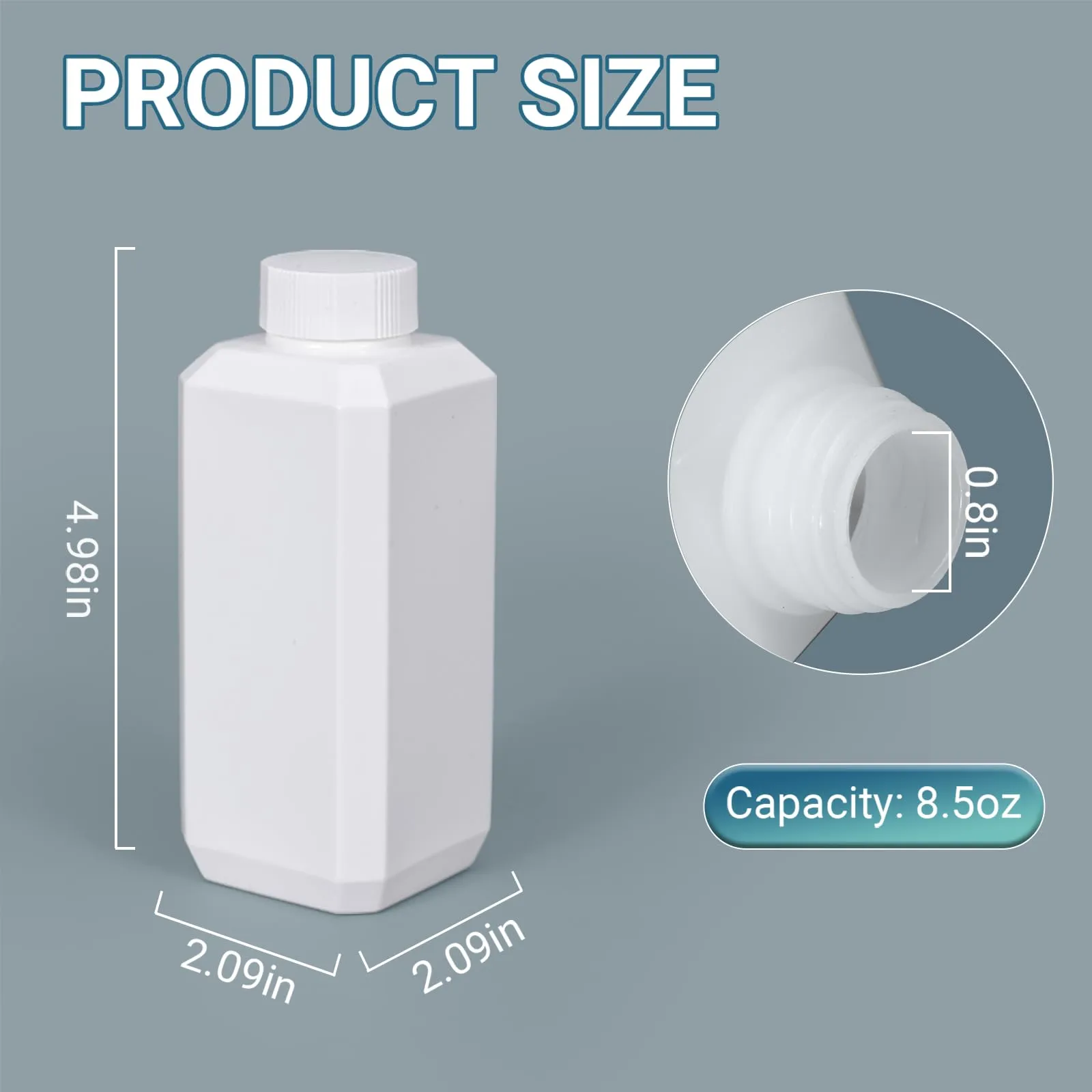 UMETASS 8oz/250ml Leak Proof Plastic Bottles with Caps for Liquids Sample, Reusable Small Bottles Containers for Travel, Camping and Hiking (White, 10 Pcs)