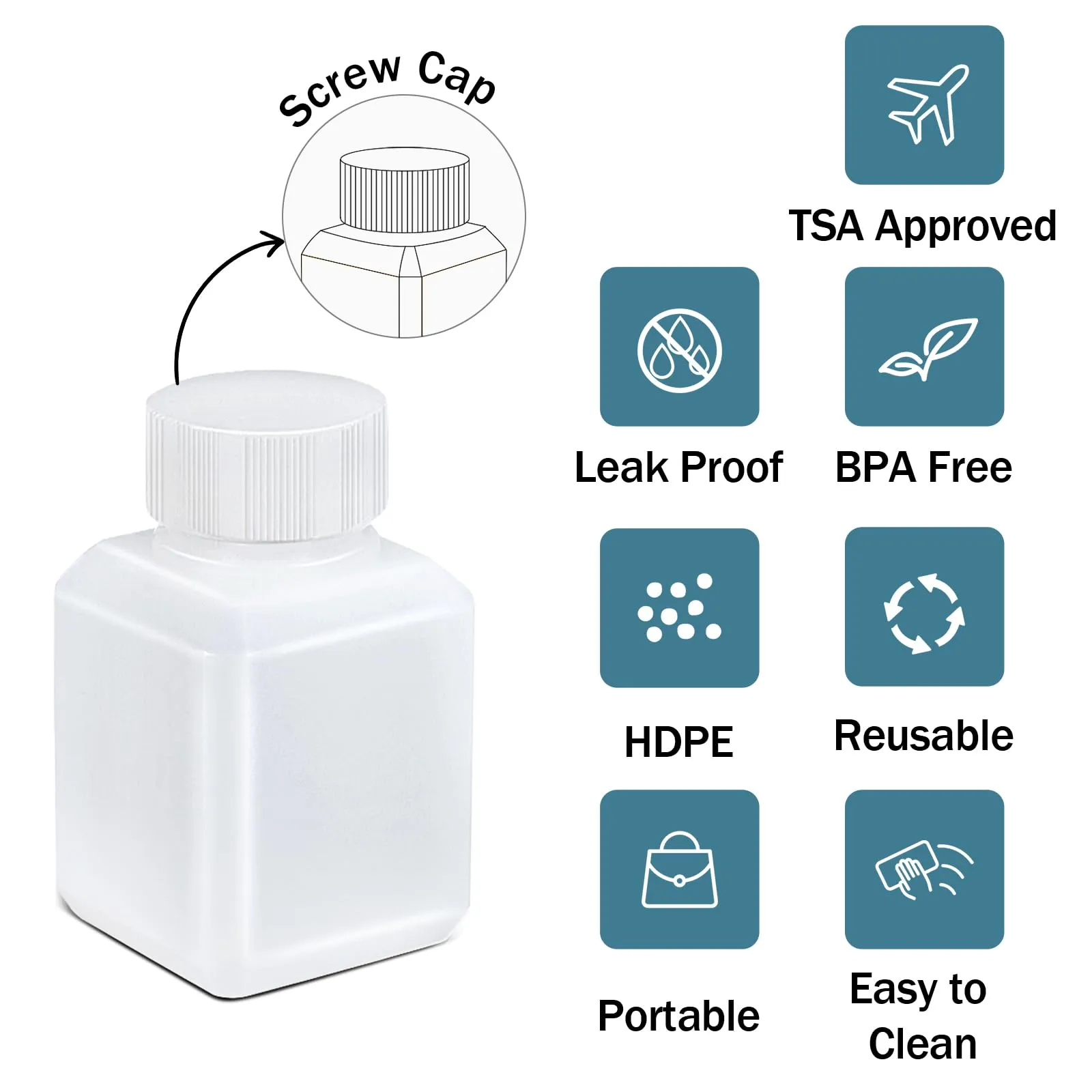 UMETASS Leak Proof Reusable Plastic Bottles TSA Approved with Screw Caps for Travel, 1.4oz/40ml Food Grade Airtight Small Plastic Bottles Containers for Liquids Oils (Translucent, 10 Pcs)