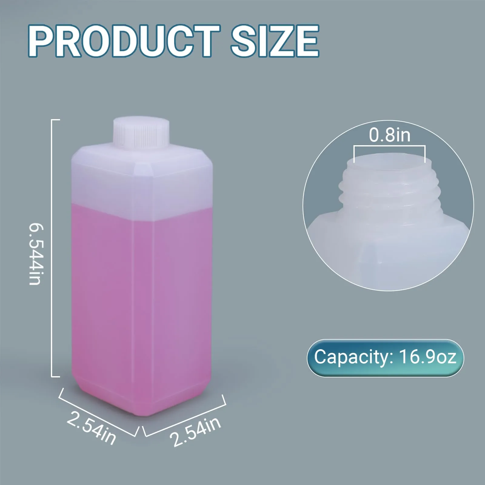 UMETASS Leak Proof Reusable Plastic Bottles with Screw Caps for Travel, 16oz/500ml Food Grade Airtight Plastic Bottles Containers for Liquids Oils (Translucent, 6 Pcs)
