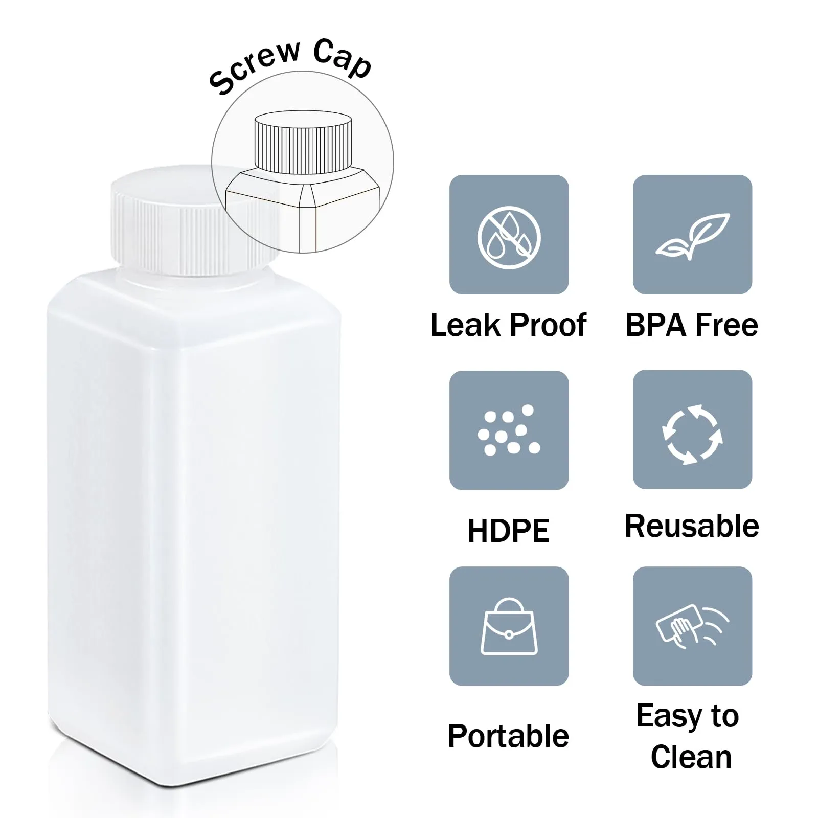UMETASS Leak Proof Reusable Plastic Bottles with Screw Caps for Travel, 4oz/120ml Food Grade Airtight Plastic Bottles Containers for Liquids Oils (Translucent, 10 Pcs)