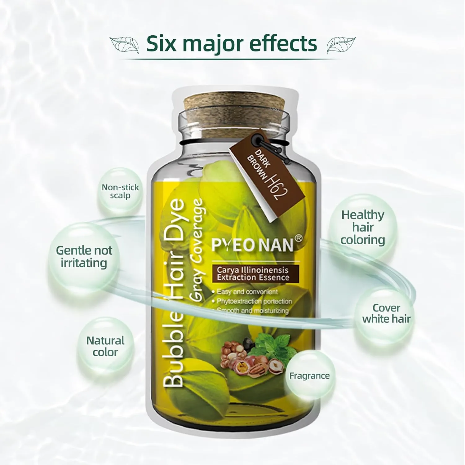 Unisex Bubble Hair Dye with Natural Plant Extracts, 2-in-1 for Gray Coverage and Hair Care, Gray Hair Turns into Black or Dark Brown with Herbal Ingredients,10 Bags Hair Color 5.6 Oz./160g