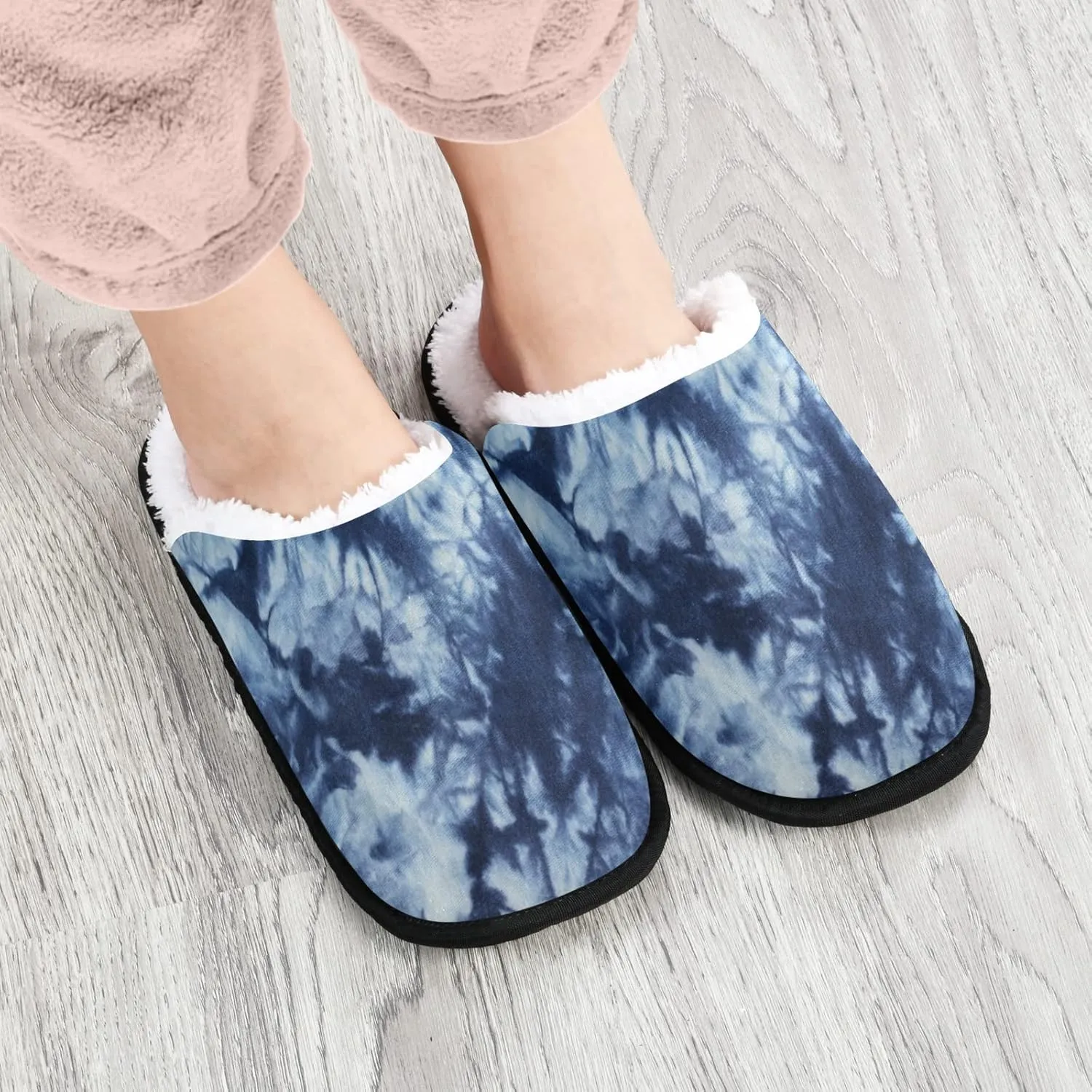 Unisex Slippers Fuzzy Feet Plush Cotton Slippers Anti-Slip Warm House Shoes M/L
