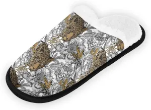 Unisex Slippers Fuzzy Feet Plush Cotton Slippers Anti-Slip Warm House Shoes M/L