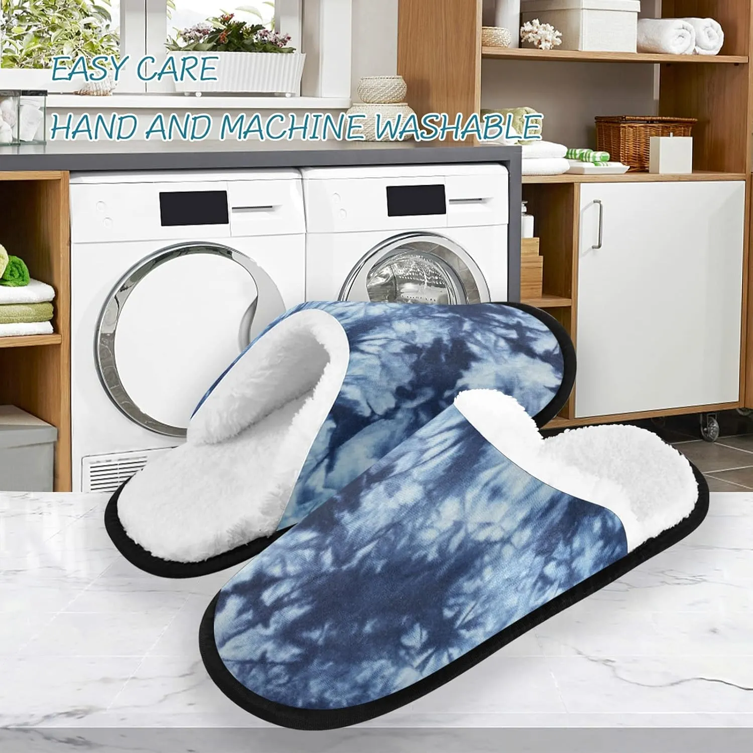 Unisex Slippers Fuzzy Feet Plush Cotton Slippers Anti-Slip Warm House Shoes M/L