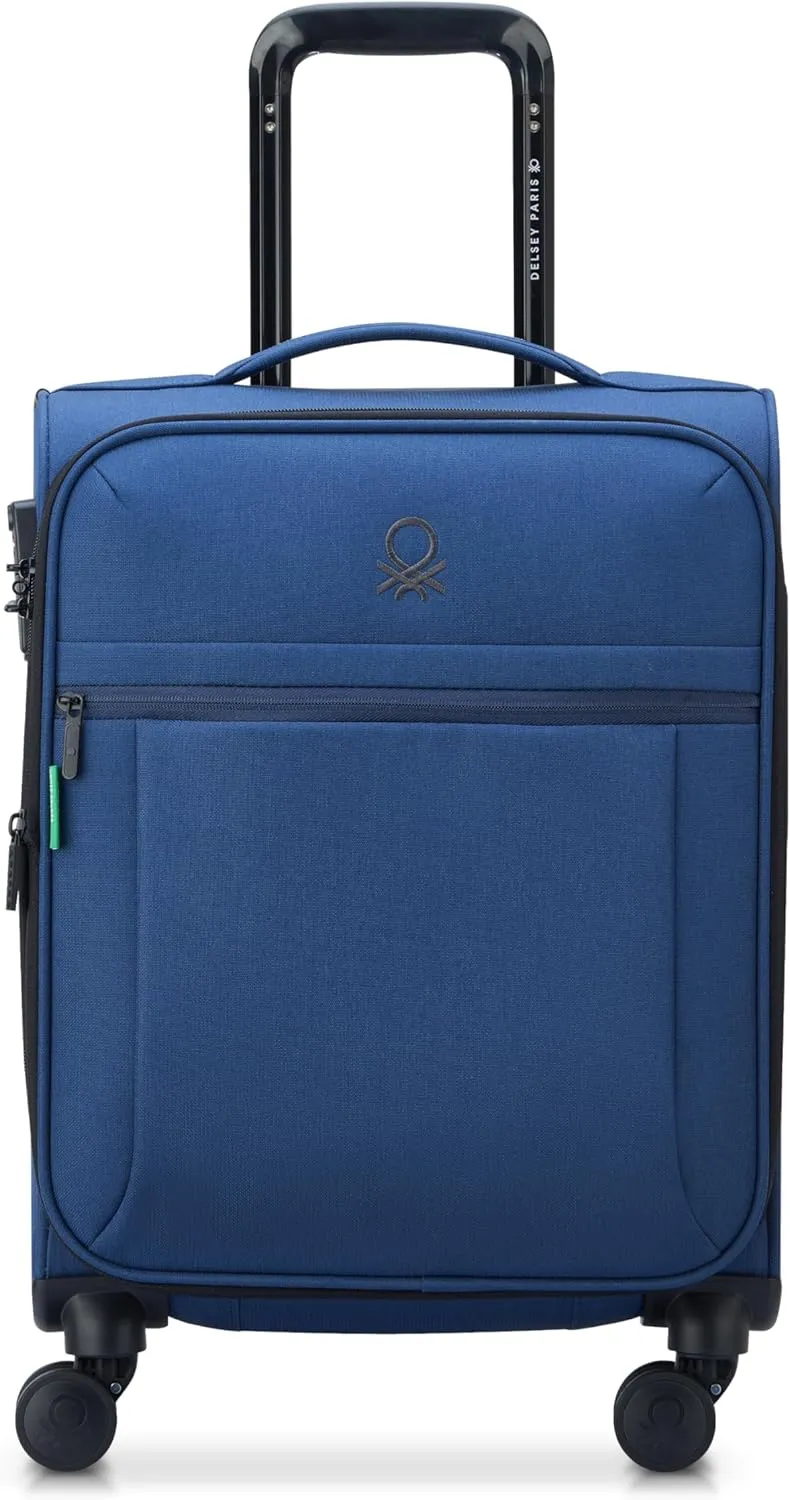 United Colors of Benetton Be Softside Expandable Luggage with Spinner Wheels, Faded Denim, Carry-On 19 Inch