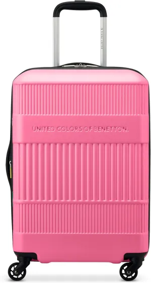 United Colors of Benetton Ribbed Hardside Expandable Luggage with Spinner Wheels, Light Pink, Carry-On 20 Inch
