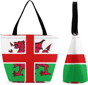 United Kingdom of England and Wales Flag Women's Reusable Shopping Bags Foldable Tote Bag Lightweight Handbag for Work Travel