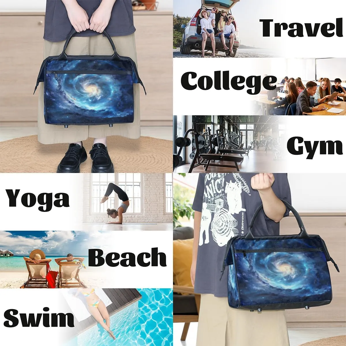 Universe Solar System Galaxy Small Overnight Weekender Tote Bag for Women Men Foldable Travel Duffel Bags Lightweight Sports Gym Bag Waterproof Carry On Luggage Weekender Bag for Traveling Gifts